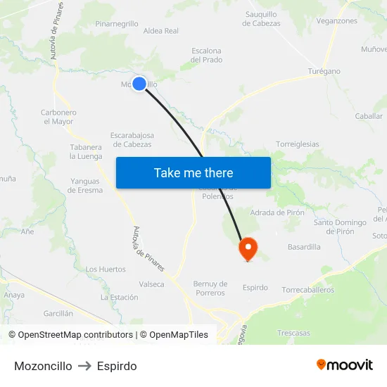 Mozoncillo to Espirdo map