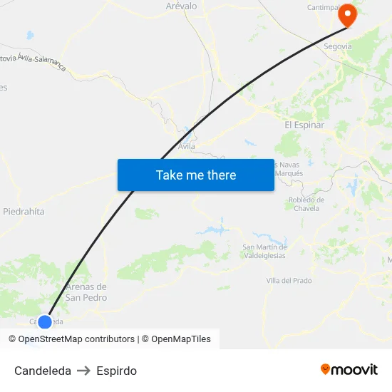 Candeleda to Espirdo map