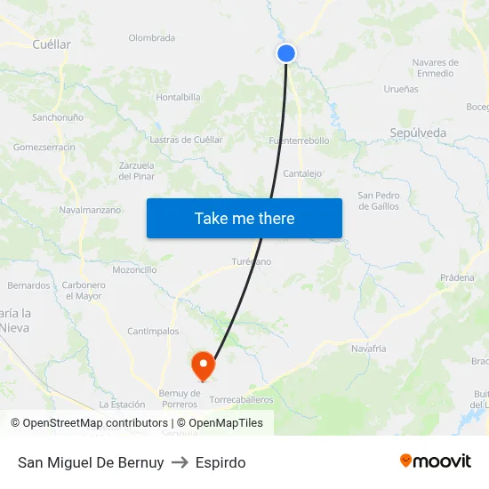 San Miguel De Bernuy to Espirdo map