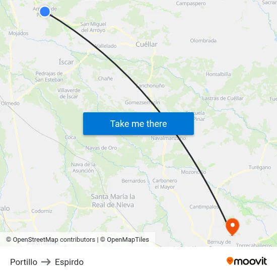 Portillo to Espirdo map