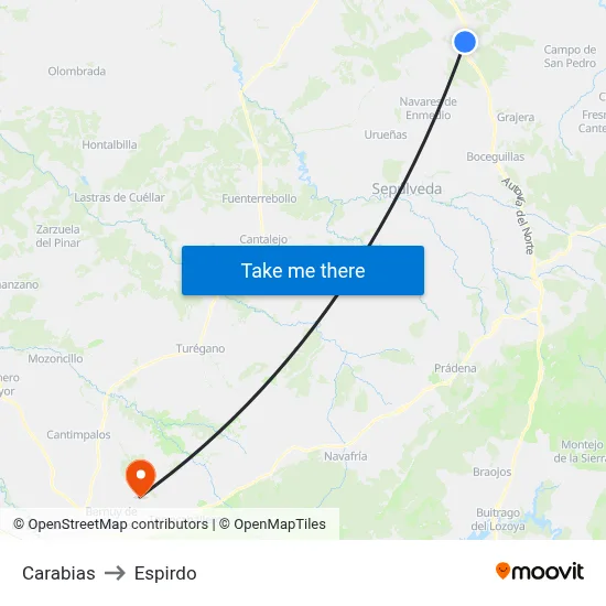 Carabias to Espirdo map