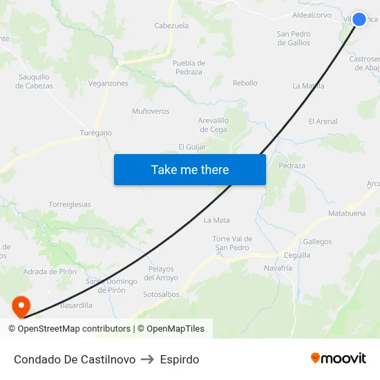 Condado De Castilnovo to Espirdo map