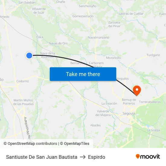 Santiuste De San Juan Bautista to Espirdo map