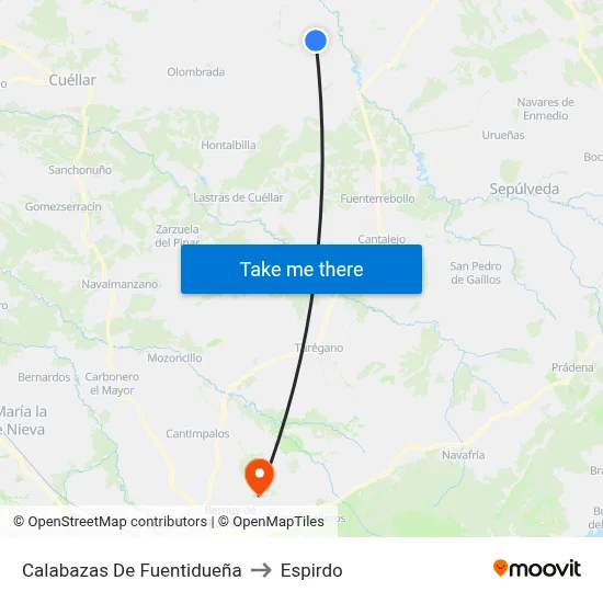 Calabazas De Fuentidueña to Espirdo map