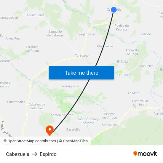 Cabezuela to Espirdo map