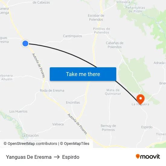 Yanguas De Eresma to Espirdo map