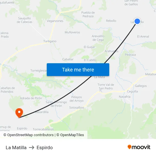 La Matilla to Espirdo map