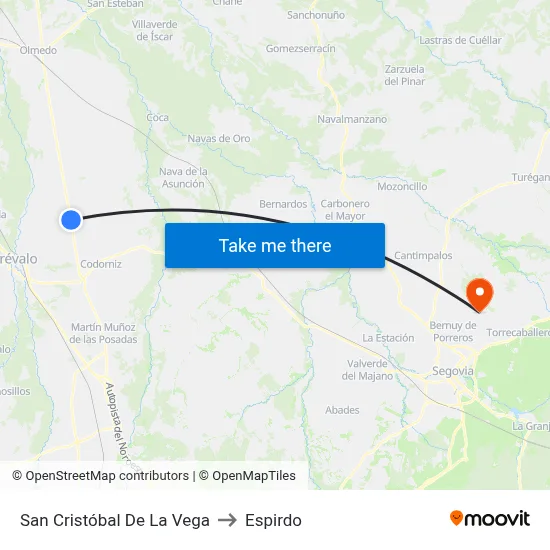 San Cristóbal De La Vega to Espirdo map