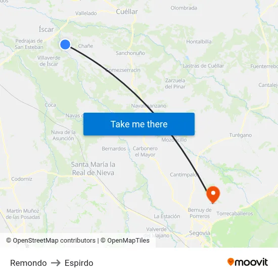 Remondo to Espirdo map
