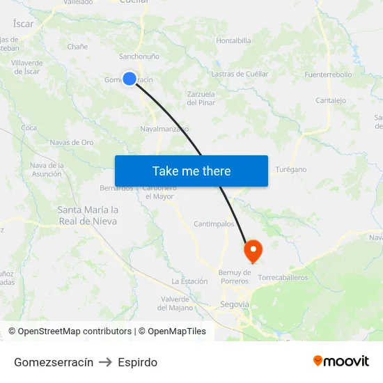 Gomezserracín to Espirdo map