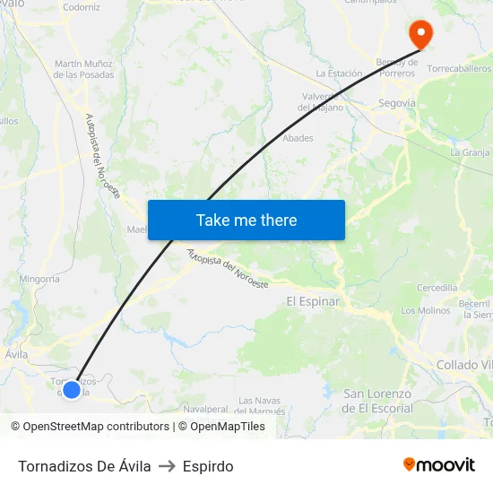 Tornadizos De Ávila to Espirdo map