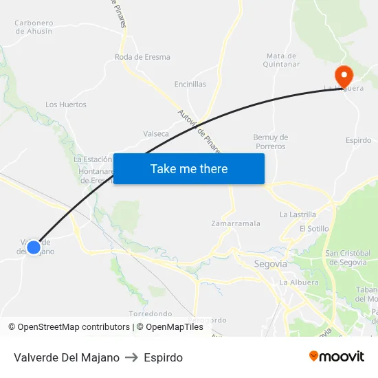 Valverde Del Majano to Espirdo map