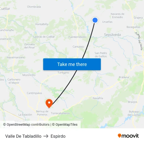 Valle De Tabladillo to Espirdo map