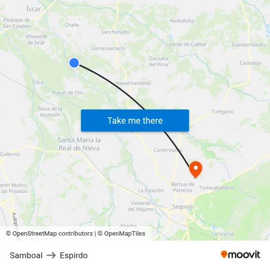 Samboal to Espirdo map