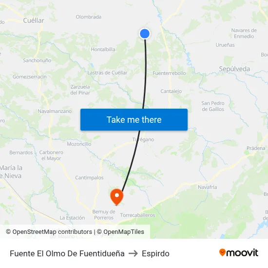 Fuente El Olmo De Fuentidueña to Espirdo map