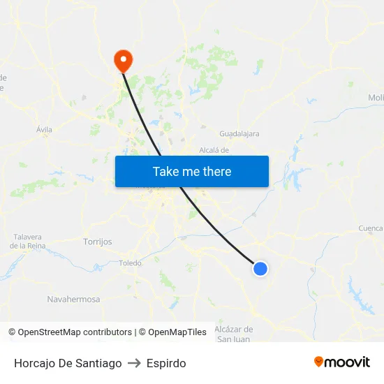Horcajo De Santiago to Espirdo map