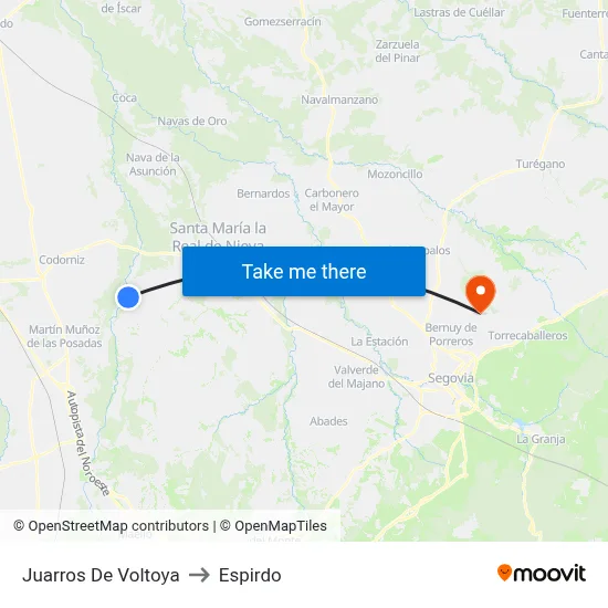 Juarros De Voltoya to Espirdo map