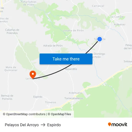 Pelayos Del Arroyo to Espirdo map