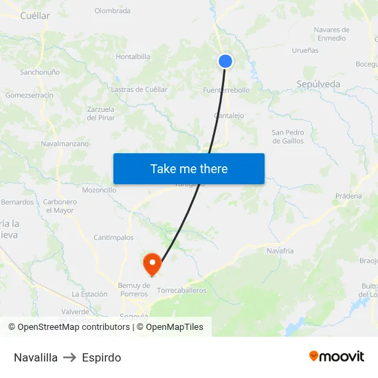 Navalilla to Espirdo map