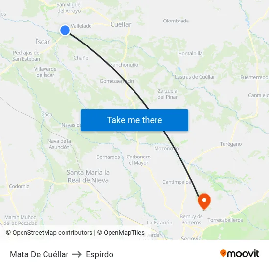 Mata De Cuéllar to Espirdo map