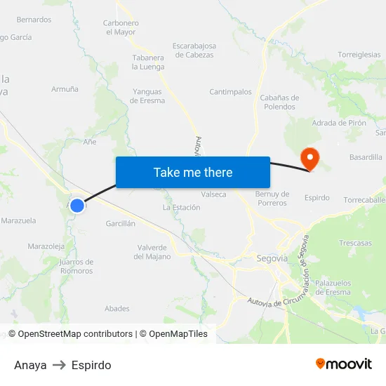 Anaya to Espirdo map