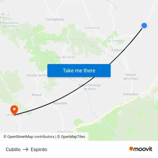 Cubillo to Espirdo map