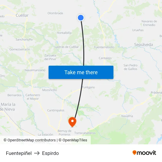 Fuentepiñel to Espirdo map