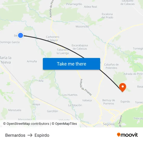 Bernardos to Espirdo map