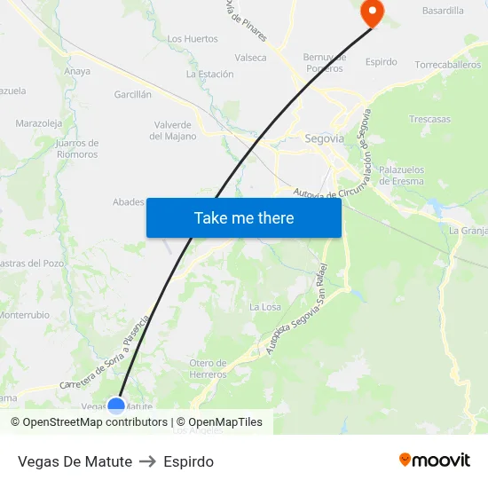 Vegas De Matute to Espirdo map