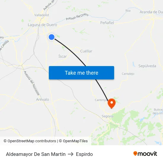 Aldeamayor De San Martín to Espirdo map