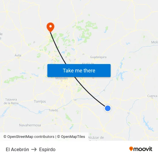 El Acebrón to Espirdo map