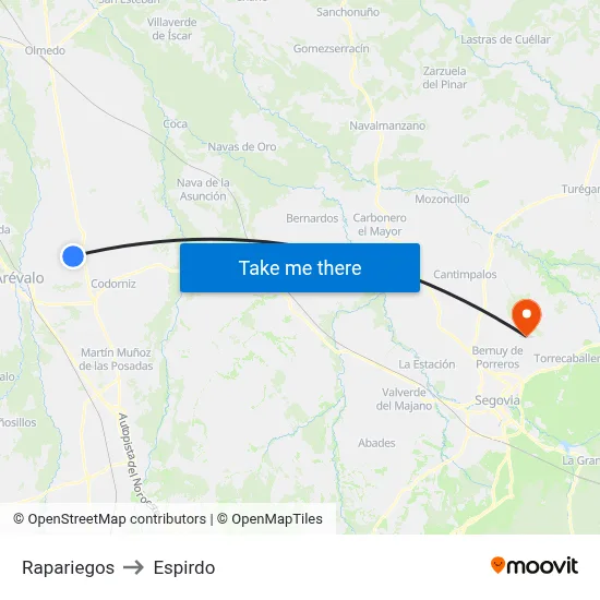 Rapariegos to Espirdo map