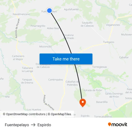 Fuentepelayo to Espirdo map