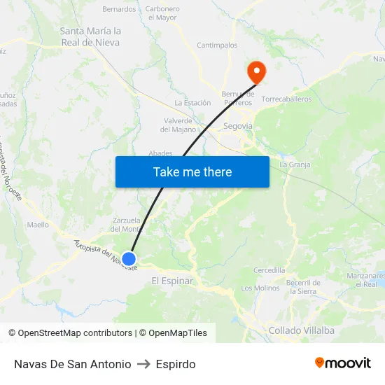 Navas De San Antonio to Espirdo map