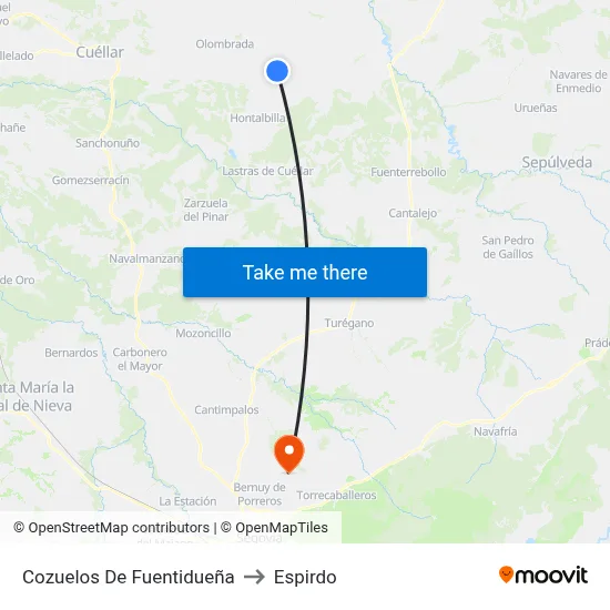 Cozuelos De Fuentidueña to Espirdo map