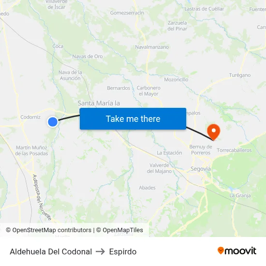 Aldehuela Del Codonal to Espirdo map