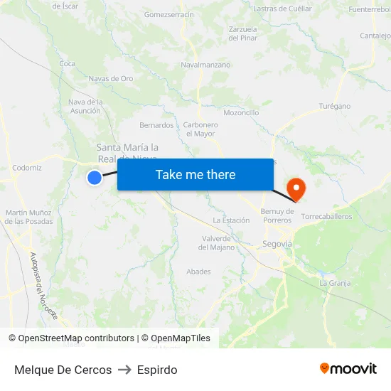 Melque De Cercos to Espirdo map