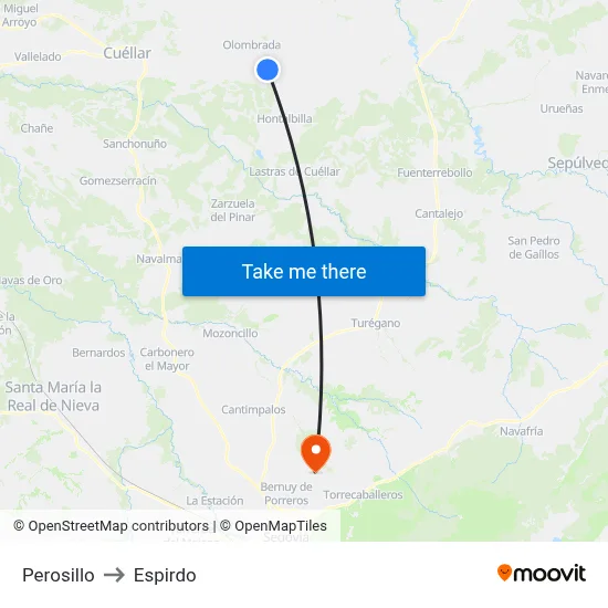 Perosillo to Espirdo map