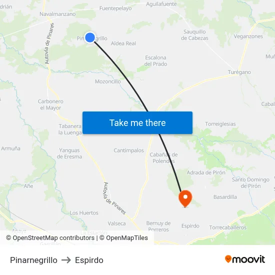 Pinarnegrillo to Espirdo map