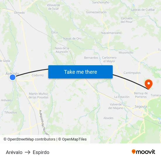Arévalo to Espirdo map