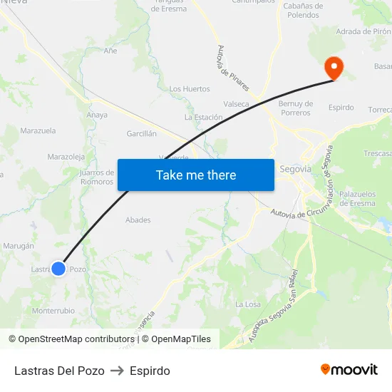Lastras Del Pozo to Espirdo map