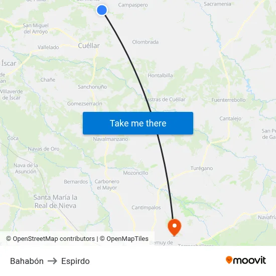 Bahabón to Espirdo map