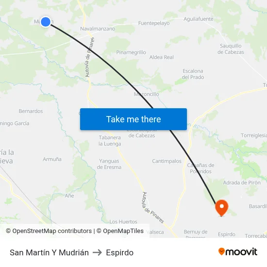 San Martín Y Mudrián to Espirdo map