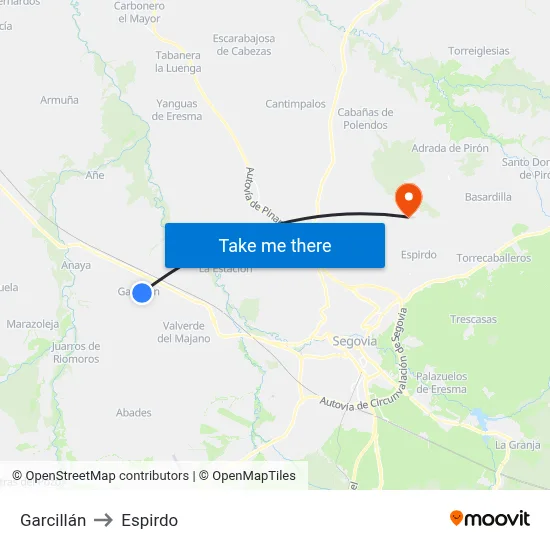 Garcillán to Espirdo map