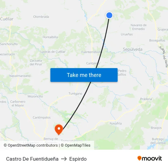 Castro De Fuentidueña to Espirdo map