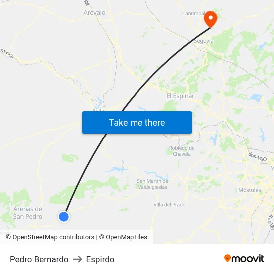 Pedro Bernardo to Espirdo map