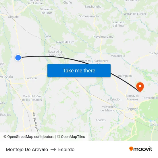 Montejo De Arévalo to Espirdo map