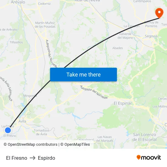 El Fresno to Espirdo map