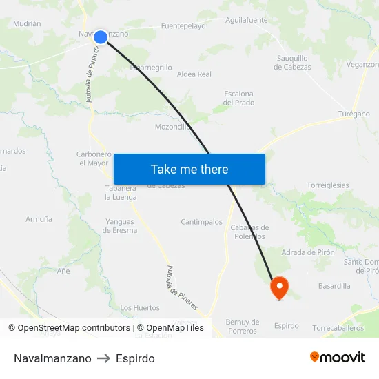 Navalmanzano to Espirdo map