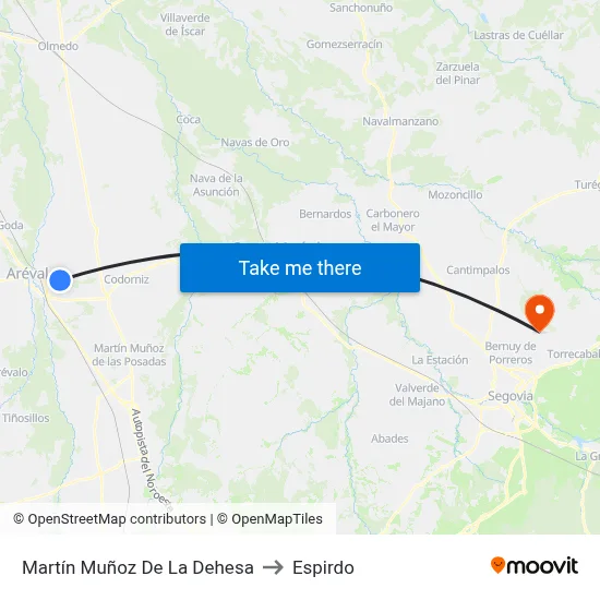 Martín Muñoz De La Dehesa to Espirdo map